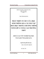 Phát triển tư duy của học sinh thông qua các bài tập Hóa học trong chương nhóm Nitơ lớp 11 nâng cao trường THPT