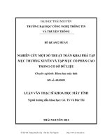 nghiên cứu một số thuật toán khai phá tập mục thường xuyên và tập mục cổ phần cao trong cơ sở dữ liệu