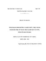 tình trạng dinh dưỡng và kiến thức, thực hành chăm sóc phụ nữ mang thai tại huyện văn yên, tỉnh yên bái năm 2011