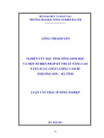 nghiên cứu đặc tính nông sinh học và một số biện pháp kỹ thuật nâng cao năng suất, chất lượng cam bù ở hương sơn, hà tĩnh