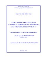 nâng cao năng lực cạnh tranh của công ty trách nhiệm hữu hạn sản xuất, thương mại xuất nhập khẩu thủy sản nhan lý