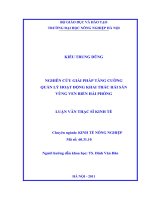 nghiên cứu giải pháp tăng cường quản lý hoạt động khai thác hải sản vùng ven biển hải phòng