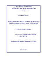 nghiên cứu giải pháp quản lý nhà nước phát triển chăn nuôi bò sữa ở huyện ngoại thành hà nội