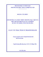 ảnh hưởng của phát triển thương mại, dịch vụ đến chuyển dịch cơ cấu lao động huyện yên định, tỉnh thanh hóa