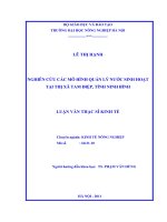 nghiên cứu các mô hình quản lý nước sinh hoạt tại thị xã tam điệp, tỉnh ninh bình