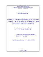 nghiên cứu ứng xử của người dân trong xây dựng và quản lý hệ thống đường giao thông liên thôn ở huyện phúc thọ thành phố hà nội