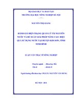 đánh giá hiện trạng quản lý tài nguyên nước và đề xuất giải pháp nâng cao hiệu quả sử dụng nước tại huyện kim sơn, tỉnh ninh bình
