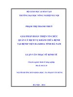 giải pháp hoàn thiện tổ chức quản lý dịch vụ khám chữa bệnh tại bệnh viện đa khoa tỉnh hà nam
