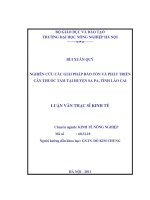 nghiên cứu các giải pháp bảo tồn và phát triển cây thuốc tắm tại huyện sa pa, tỉnh lào cai