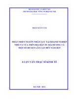 phát triển nguồn nhân lực tại doanh nghiệp nhỏ và vừa trên địa bàn tp. hải dương và một số huyện lân cận đến năm 2015