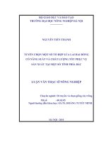 tuyển chọn một số tổ hợp lúa lai 2 dòng có năng suất và chất lượng tốt phục vụ sản xuất tại một số tỉnh phía bắc