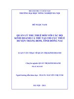 quản lý thu thuế đối với các hộ kinh doanh cá thể tại chi cục thuế huyện trảng bom, tỉnh đồng nai