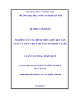 nghiên cứu các hình thức liên kết sản xuất và tiêu thụ nấm ăn ở tỉnh bắc giang