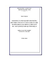 Ảnh hưởng của phân đạm đến sinh trưởng, phát triển, năng suất và chất lượng của một số giống khoai lang trong vụ đông xuân năm 2011   2012 tại huyện nghi lộc,, tỉnh nghệ an