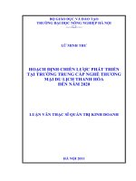 hoạch định chiến lược phát triển tại trường trung cấp nghề thương mại du lịch thanh hoá đến năm 2020