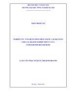 nghiên cứu ứng dụng phần mềm excel vào kế toán cho các doanh nghiệp nhỏ và vừa ở thành phố hồ chí minh