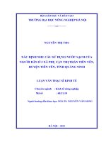 xác định nhu cầu sử dụng nước sạch của người dân ở 3 xã phụ cận thị trấn tiên yên, huyện tiên yên, tỉnh quảng ninh