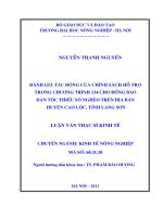 đánh giá tác động của chính sách hỗ trợ trong chương trình 134 cho đồng bào dân tộc thiểu số nghèo trên địa bàn huyện cao lộc, tỉnh lạng sơn