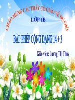 Slide bài giảng Toán lớp 1: Phép cộng dạng 14+3