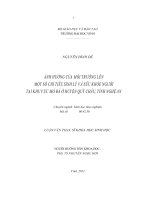 Ảnh hưởng của môi trường lên một số chỉ tiêu sinh lí và sức khỏe người tại khu vực mỏ đá ở huyện quỳ châu, tỉnh nghệ an