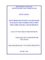 quản trị rủi ro tín dụng tại chi nhánh ngân hàng nông nghiệp và phát triển nam hoa, thành phố hồ chí minh