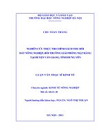 nghiên cứu thực thi chính sách thu hồi đất nông nghiệp, bồi thường giải phóng mặt bằng tại huyện văn giang, tỉnh hưng yên