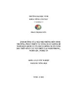 Ảnh hưởng của mật độ trồng đến sinh trưởng, phát triển và năng suất giống bí ngồi hàn quốc f1 TN 220 vụ đông xuân năm 2011 trên đất cát ven biển tại nghi phong   nghi lộc   nghệ an