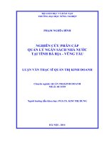 nghiên cứu phân cấp quản lý ngân sách nhà nước tại tỉnh bà rịa – vũng tàu