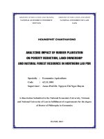 analyzing impacts of rubber plantation on poverty reduction, land ownership and natural forest resource in northern, lao pdr