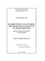 Đặc điểm từ ngữ và câu văn trong tiểu thuyết thời của thánh thần của hoàng minh tường