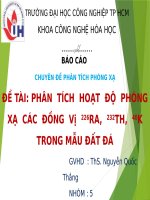 CHUYÊN ĐỀ PHÂN TÍCH PHÓNG XẠ: PHÂN  TÍCH  HOẠT  ĐỘ  PHÓNG  XẠ  CÁC  ĐỒNG  Vị  226RA,  232TH,  40K  TRONG MẪU ĐẤT ĐÁ