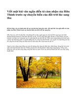 Viết một bài văn ngắn diễn tả cảm nhận của Hữu Thỉnh trước sự chuyển biến của đất trời lúc sang thu - văn mẫu