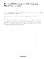 Kể về một kỉ niệm đáng nhớ nhất trong ngày khai trường của mình - văn mẫu