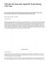 Viết thư cho bạn nước ngoài kể về quê hương Việt Nam - văn mẫu