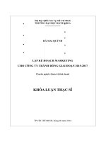 LẬP KẾ HOẠCH MARKETING CHO CÔNG TY THÀNH ĐỒNG GIAI ĐOẠN 20152017