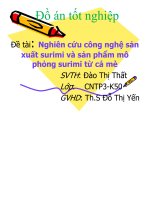 Đề tài nghiên cứu công nghệ sản xuất surimi và sản phẩm mô phỏng surimi từ cá mè