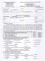Bộ đề thi chính thức 4 môn tuyển sinh vào lớp 10 năm 2013  2014 có đáp án