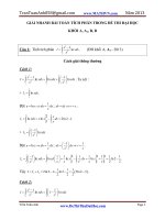 GIẢI NHANH bài TOÁN TÍCH PHÂN TRONG đề THI đại học