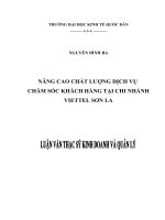 nâng cao chất lượng dịch vụ chăm sóc khách hàng tại chi nhánh viettel sơn la