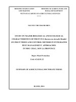 STUDY ON MAJOR BIOLOGICAL AND ECOLOGICAL CHARACTERISTICS OF FRUIT FLY Bactrocera dorsalis Hendel ON FRUIT TREES AND CONTROL METHOD IN INTEGRATED PEST MANAGEMENT APPROACHES IN MOC CHAU, SON LA PROVINCE