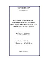 Đánh giá khả năng sinh trưởng, phát triển và năng suất của một số tổ hợp ngô lai mới vụ đông xuân 2011   2012 tại xã nam anh, nam đàn, nghệ an