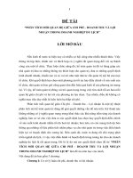 đề tài phân tích mối quan hệ giữa chi phí – doanh thu và lợi nhuận trong doanh nghiiệp du lịch