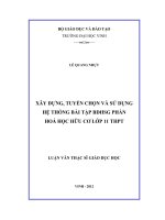 Xây dựng, tuyển chọn và sử dụng hệ thống bài tập bồi dưỡng học sinh giỏi phần hóa học hữu cơ lớp 11 THPT