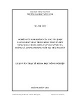 nghiên cứu ảnh hưởng của các tỷ lệ bột lá sắn khác nhau trong khẩu phần ăn đến năng suất, chất lượng và tỷ lệ ấp nở của trứng gà lương phượng nuôi tại thái nguyên