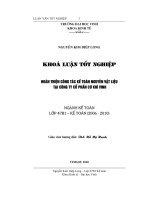khóa luận tốt nghiệp hoàn thiện công tác kế toán nguyên vật liệu tại công ty cổ phần cơ khí vinh