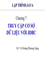 bài giảng lập trình java cơ bản chương 7 gv võ hoàng phương dung truy cập cơ sở dữ liệu với jdbc