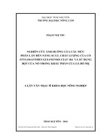 nghiên cứu ảnh hưởng của các mức phân lân đến năng suất, chất lượng của cỏ stylosanthes guianensis ciat 184 và sử dụng bột của nó trong khẩu phần của gà bố mẹ