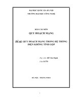BÁO CÁO MÔN QUY HOẠCH MẠNG QUY HOẠCH MẠNG TRONG HỆ THỐNG ĐIỆN KHÔNG TÍNH GỘP