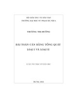 Bài toán cân bằng tổng quát loại I và loại II