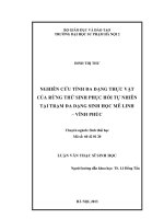 Nghiên cứu tính đa dạng thực vật của rừng thứ sinh phục hồi tự nhiên tại trạm đa dạng sinh học Mê Linh, Vĩnh Phúc